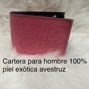 Men's Pink Ostrich Leather Wallet